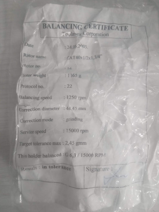 CAT 40 TOOL HOLDER MADE IN POLAND BALANCED WELDON FLAT SIDE LOCK