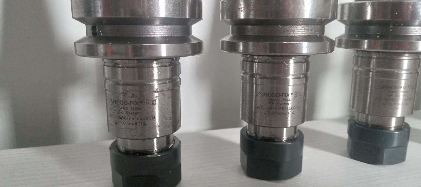 6x REGO-FIX BT-OM 30 ER16 x 080H Collet Chucks Swiss Made Rego Fix BT30 Hi-Q
