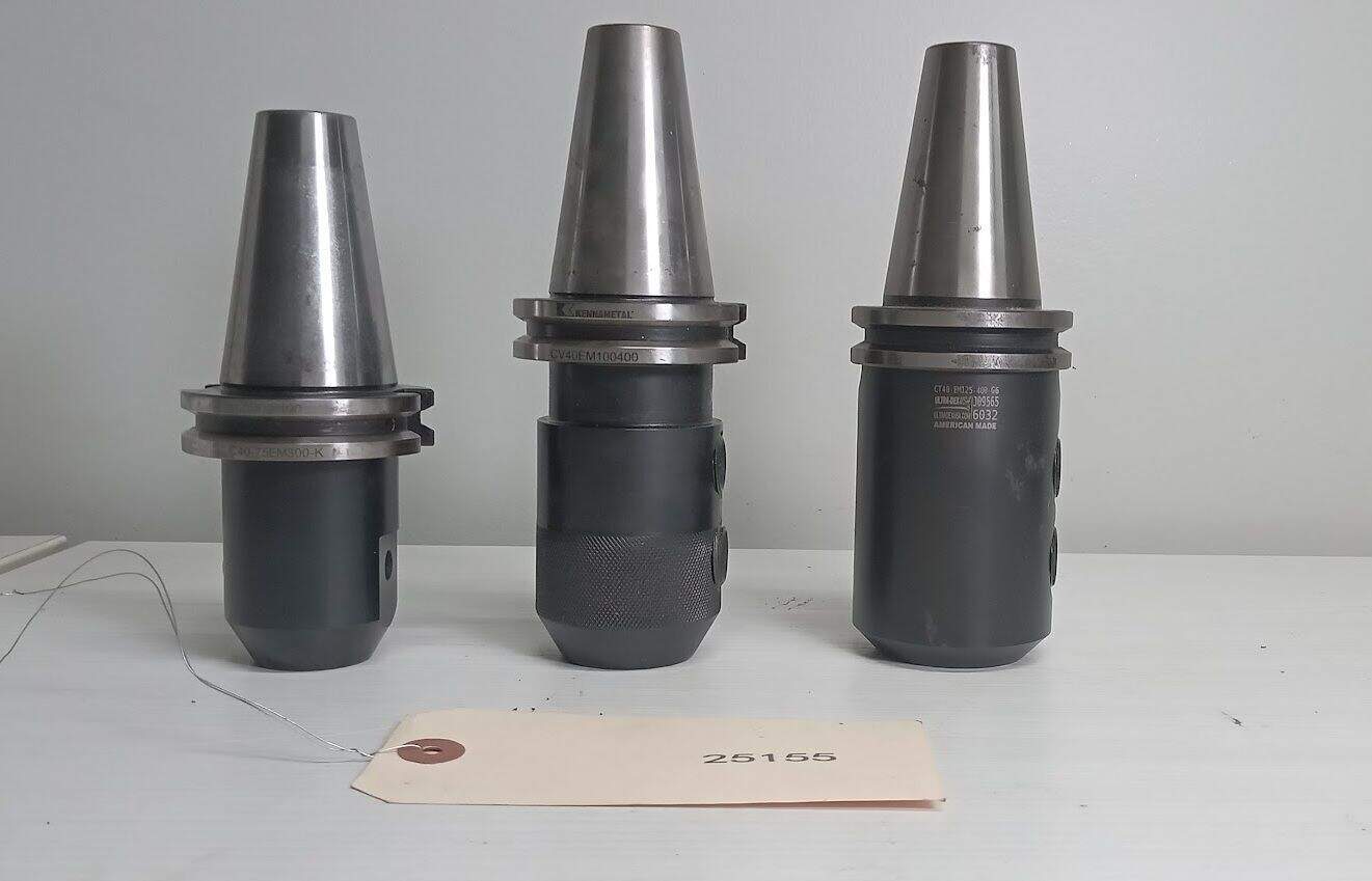 3x Cat 40 Tool Endmill Holders Weldon 1.25" 0.75" Kingston Kennametal Ultradex