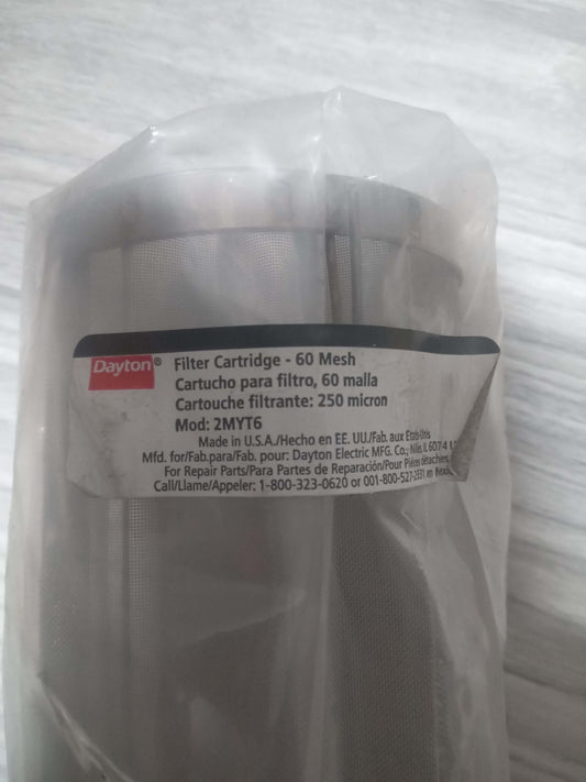 New Dayton 2MYT6 Filter Cartridge, 60 Mesh Stainless Steel 60 Micron