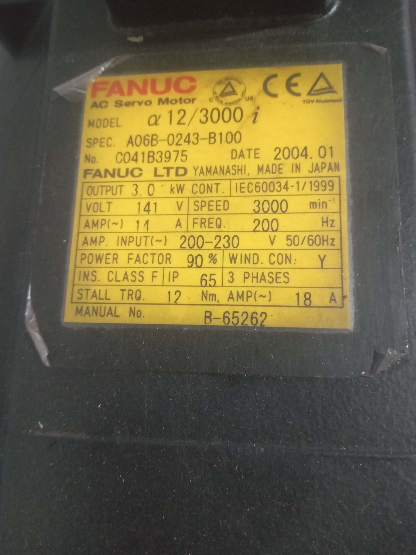 FANUC A06B-0243-B100 a 12/ 3000 i Motor AC Servo