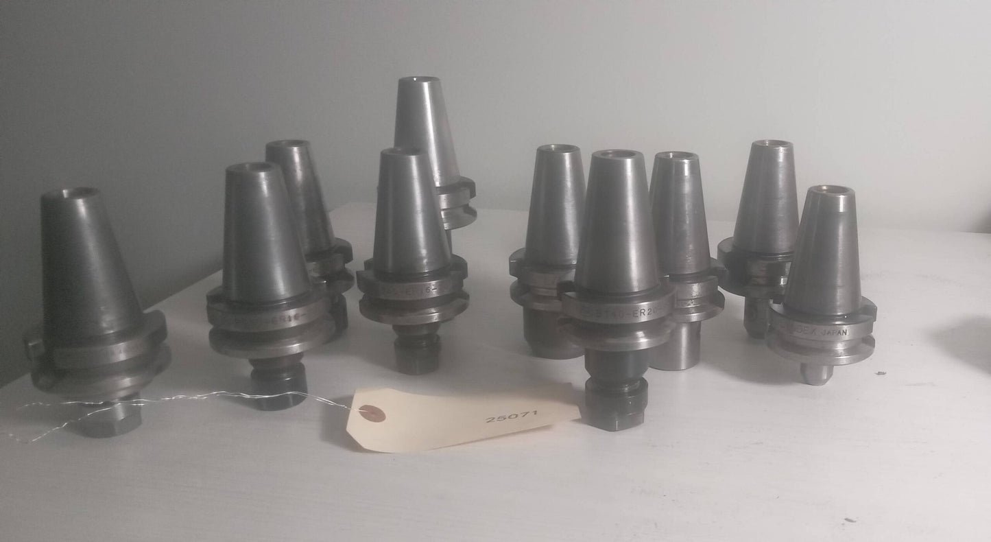 Lot of 10 BT40 Tool Holders - No Pull Studs, No Collets, Pre-Owned. No Tooling
