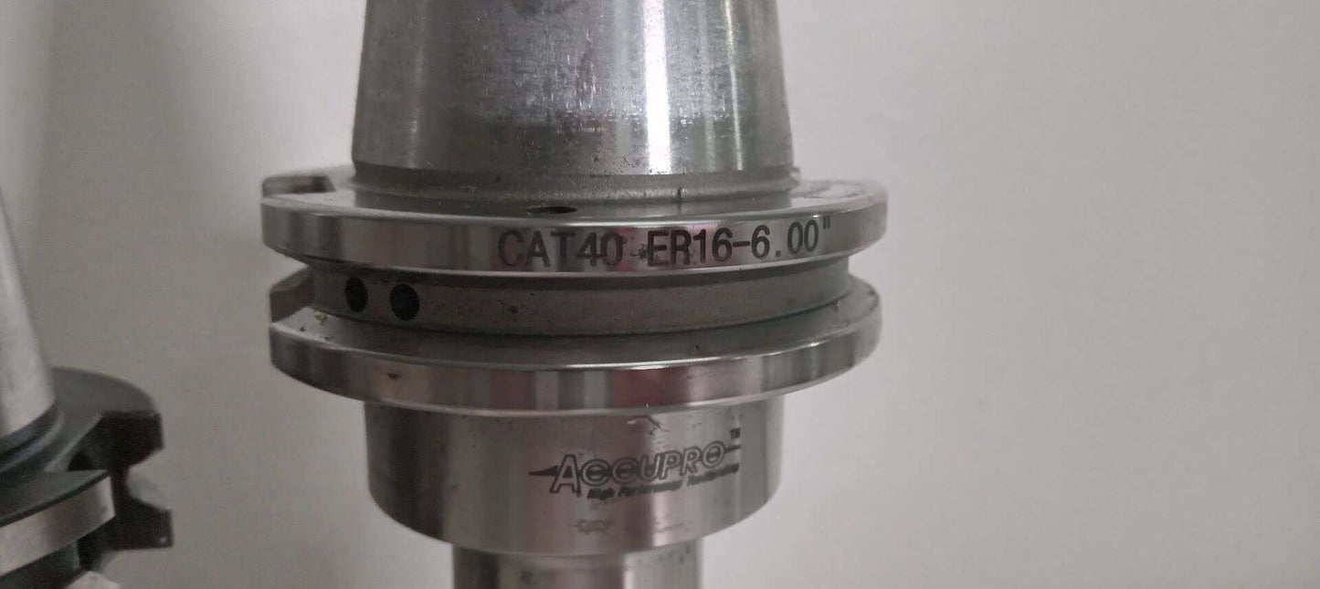 2x Extended Length ER16 Tool Holders Cat40 Erickson Accupro