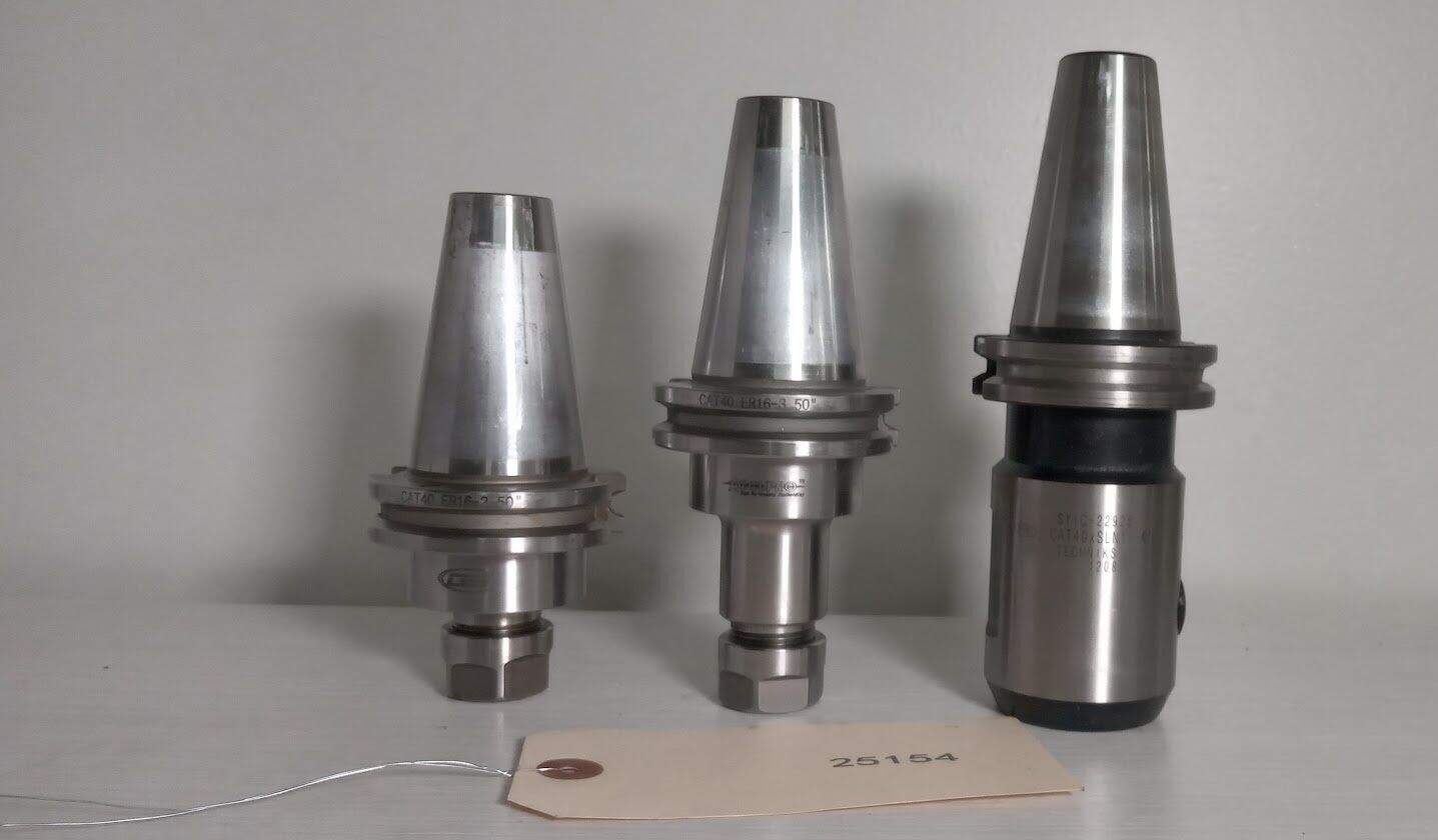 Lot of 3 Tool Holders Cat40 SYIC GS Accupro ER16 1" Weldon Flat