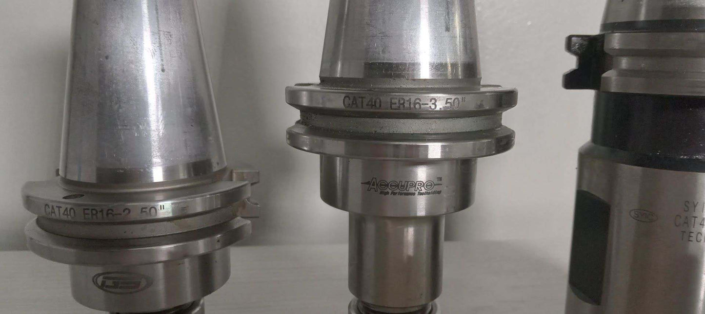 Lot of 3 Tool Holders Cat40 SYIC GS Accupro ER16 1" Weldon Flat