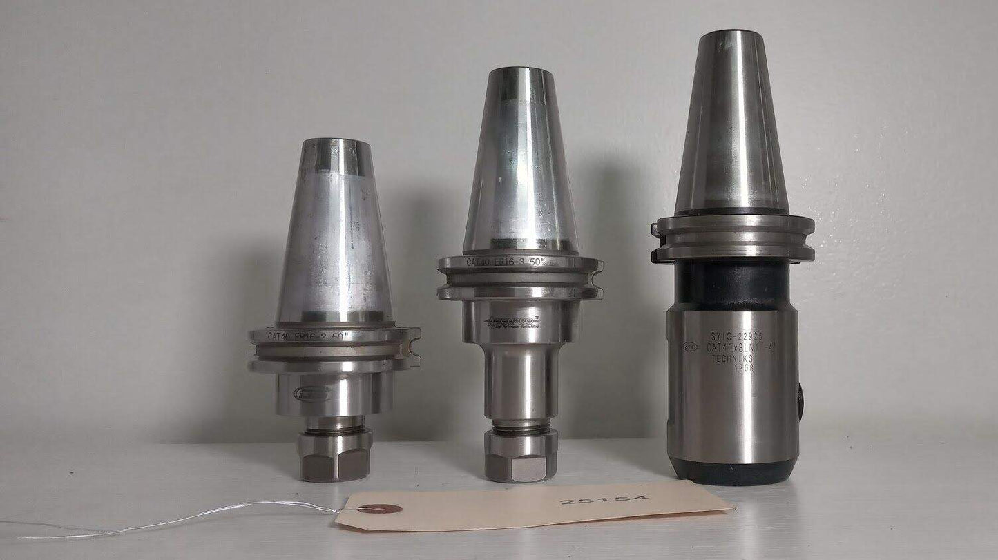 Lot of 3 Tool Holders Cat40 SYIC GS Accupro ER16 1" Weldon Flat